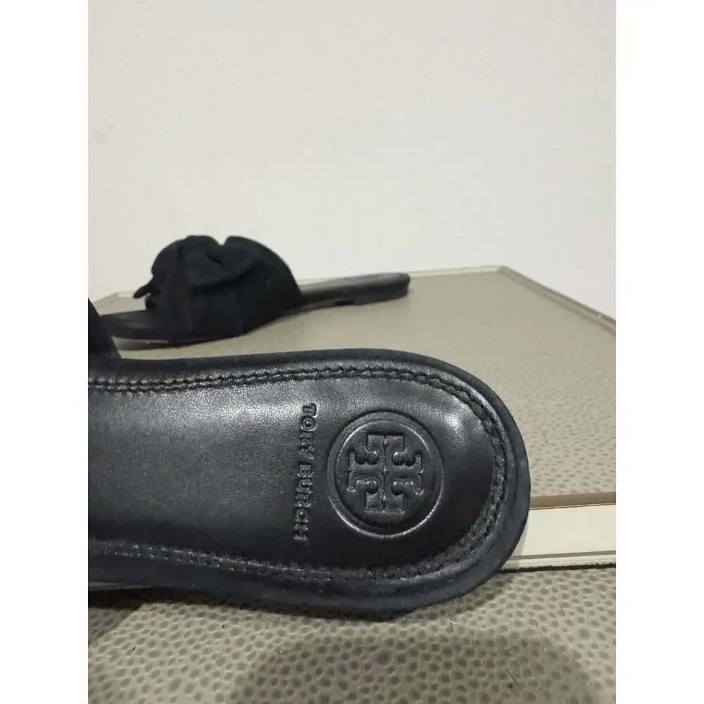 Tory Burch Womens Annabelle Black Bow Slip-On Slide Sandals Size 7.5 M